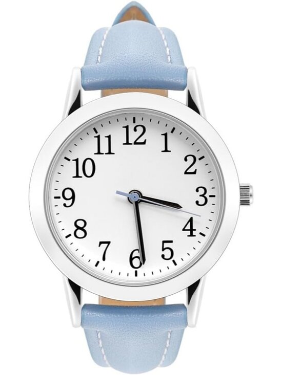 Women\'s Blue White Analog Quartz Leather Band Round Dial Waterproof Wrist Watch main image 5